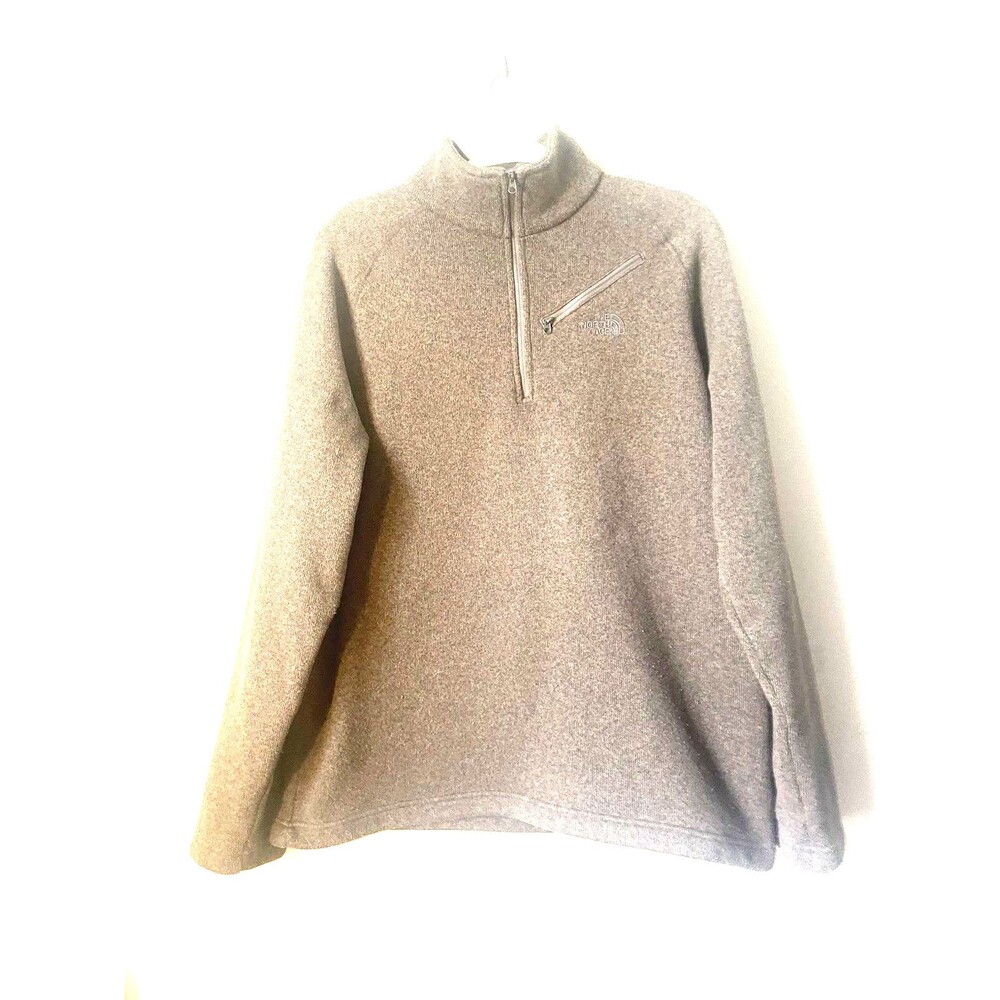 The North Face Men's Brown Fleece 1/4 Zip Mock Neck Pullover Sweater Size L
